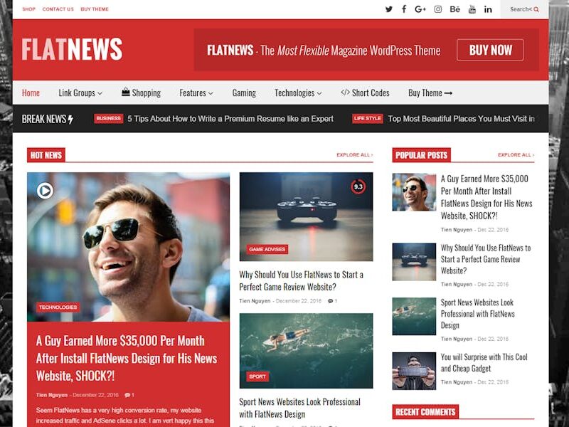 FlatNews – Responsive Magazine WordPress Theme