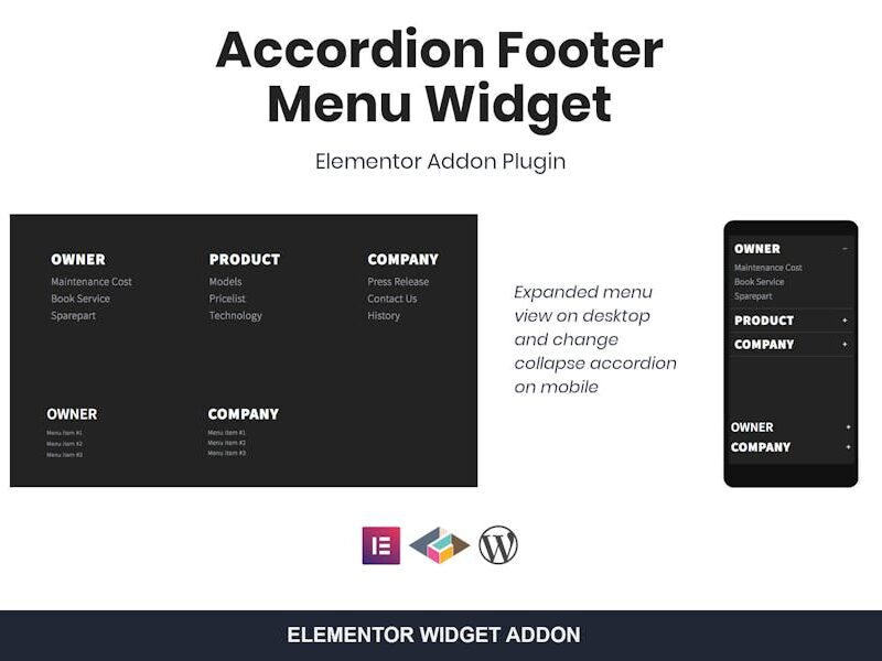 Accordion Footer Menu Widget For Elementor