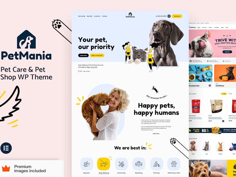 PetMania - Pet Care & Shop WooCommerce WordPress