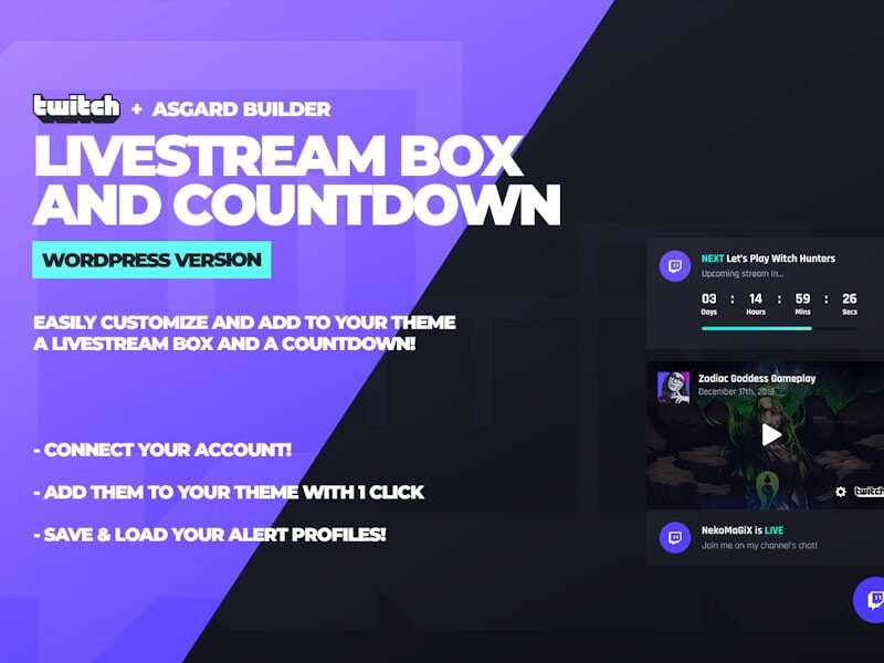 Twitch LiveStream Box and Countdown Plugin
