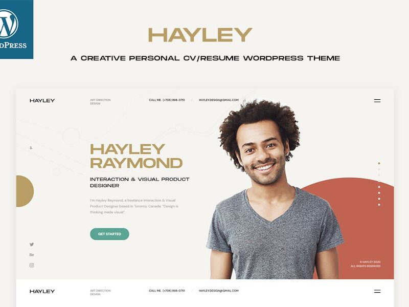 Hayley - Personal CV/Resume WordPress Theme