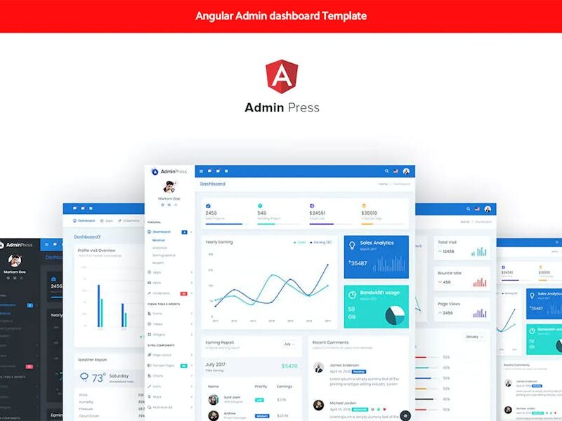 Admin Press Angular 10 dashboard Template