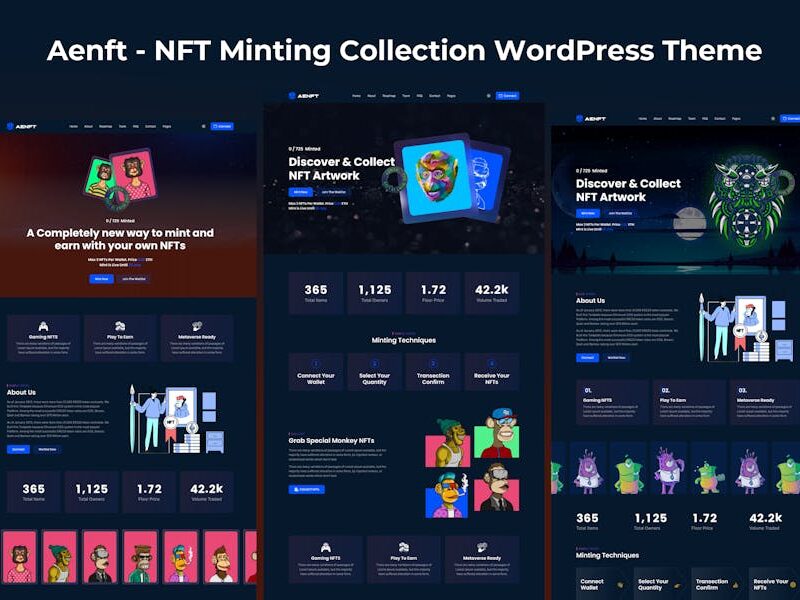 Aenft - NFT Minting Collection WordPress Theme