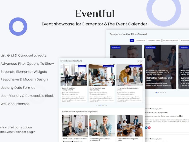 Events Showcase For Elementor And The Events Calen