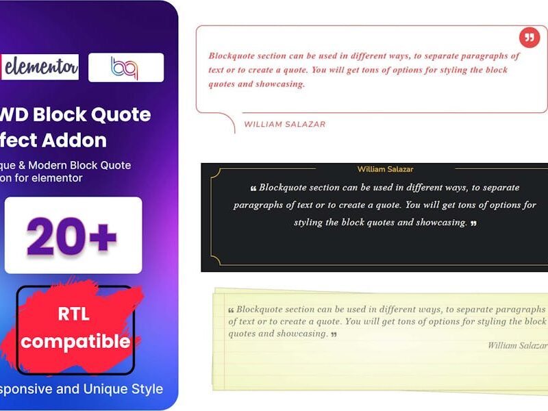 Block Quote addon for elementor