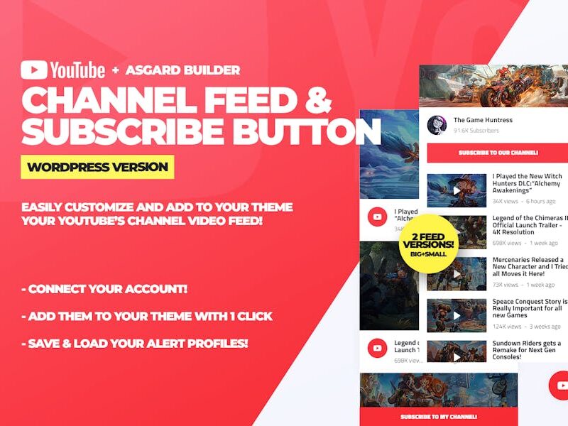 Youtube Channel Feeds and Subscribe Box Plugin