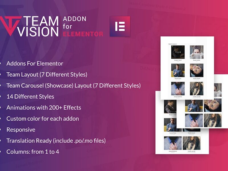 Teamvision for Elementor WordPress Plugin