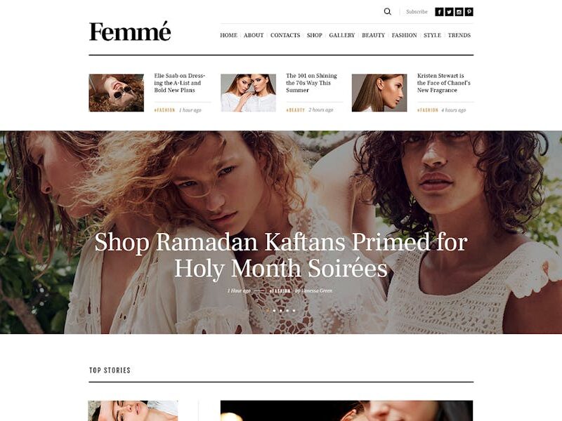 Femme - Online Magazine & Fashion Blog WP Theme