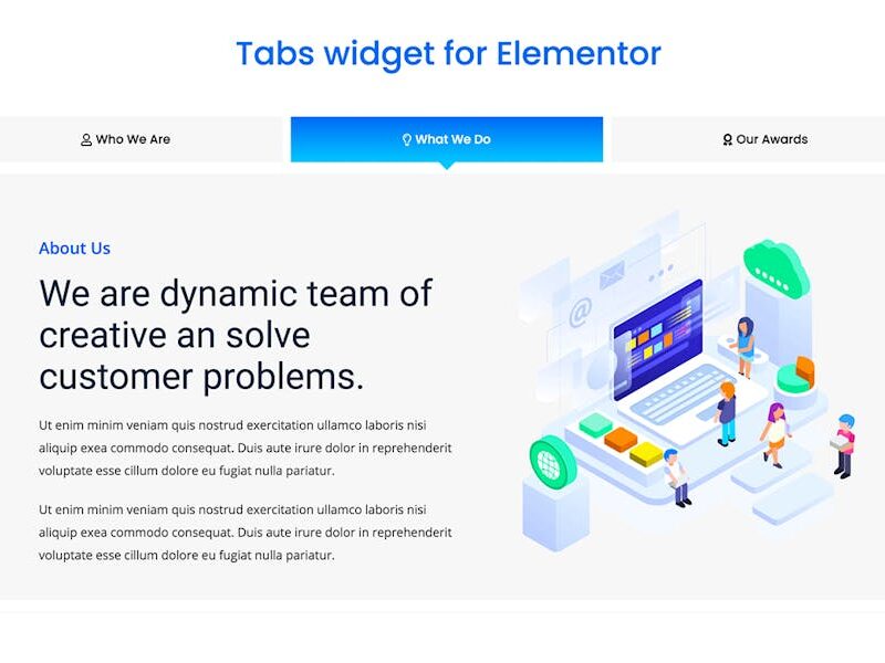 Elementor Tabs addon, widget
