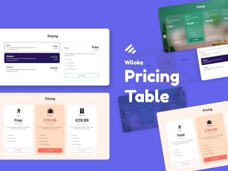 Wiloke Pricing Table Addon for Elementor
