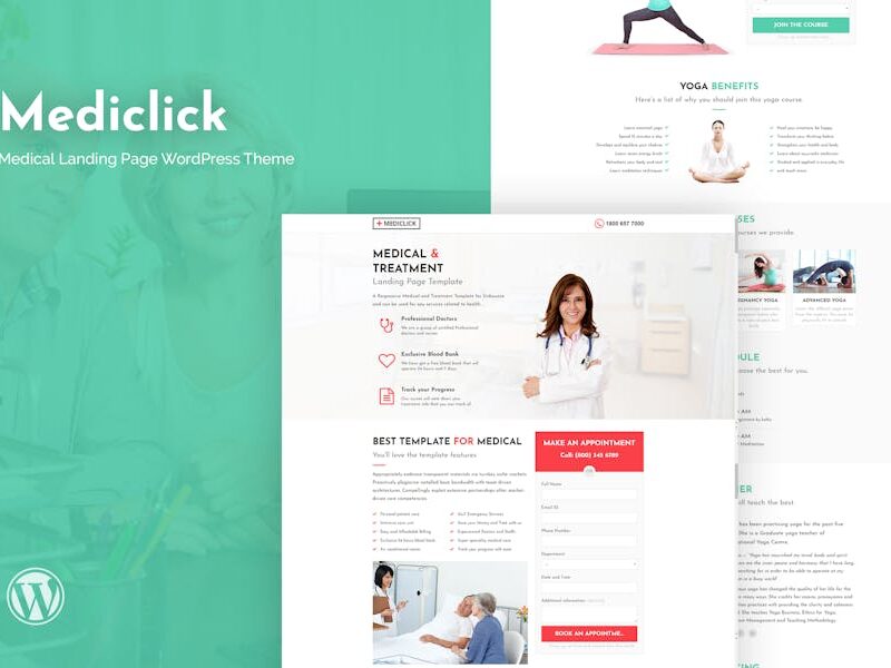 Mediclick - Medical Landing Page WordPress Theme