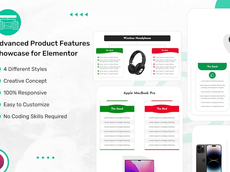 Advanced Product Features Showcase for Elementor