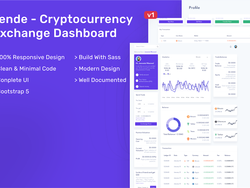 Tende - Cryptocurrency Exchange Dashboard