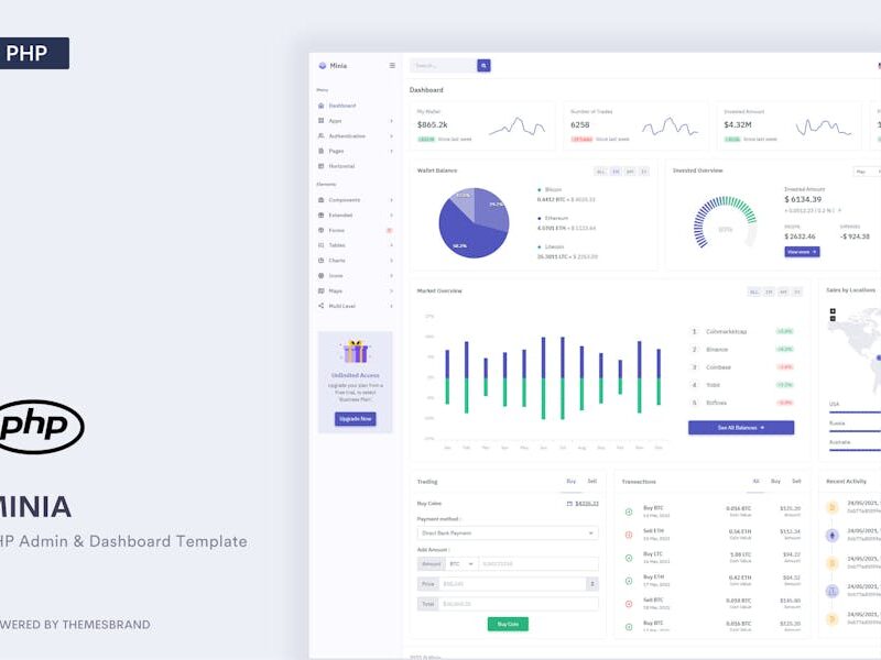 Minia - PHP Admin & Dashboard Template