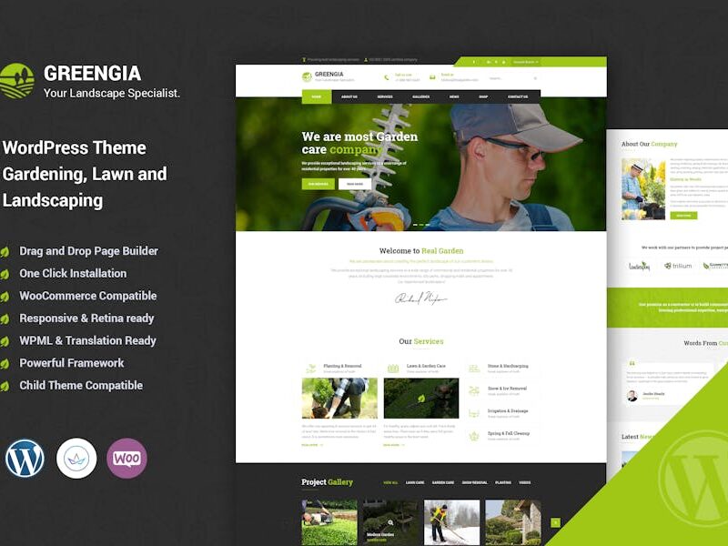 Greengia - Gardening Landscaping WordPress Theme