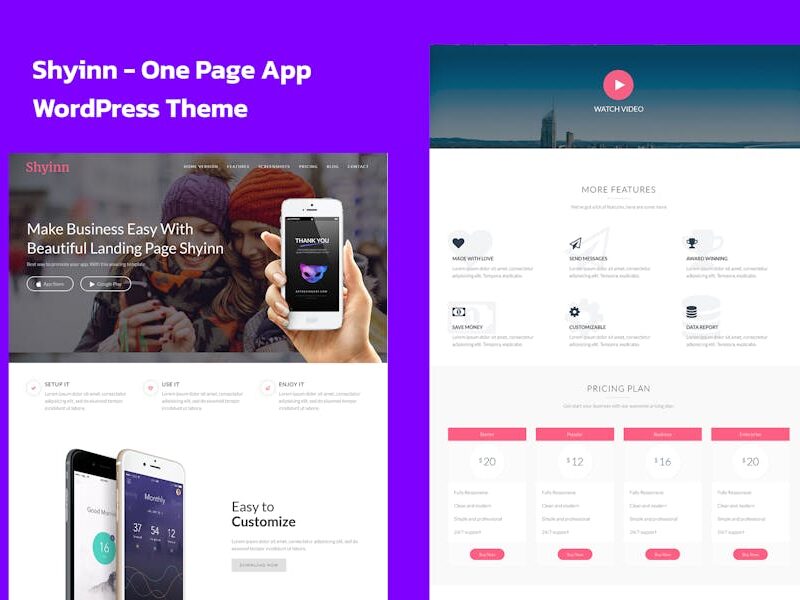 Shyinn - One Page App WordPress Theme
