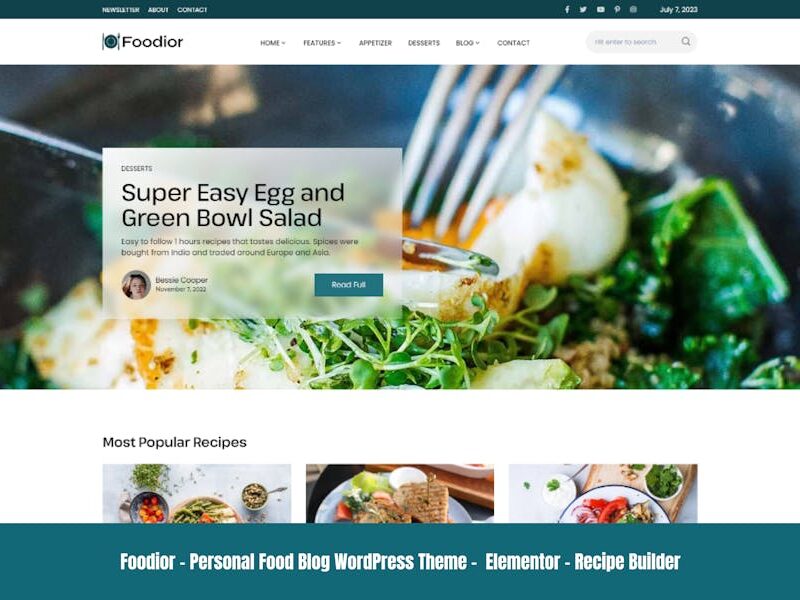 Foodior - Personal Food Blog WordPress Theme