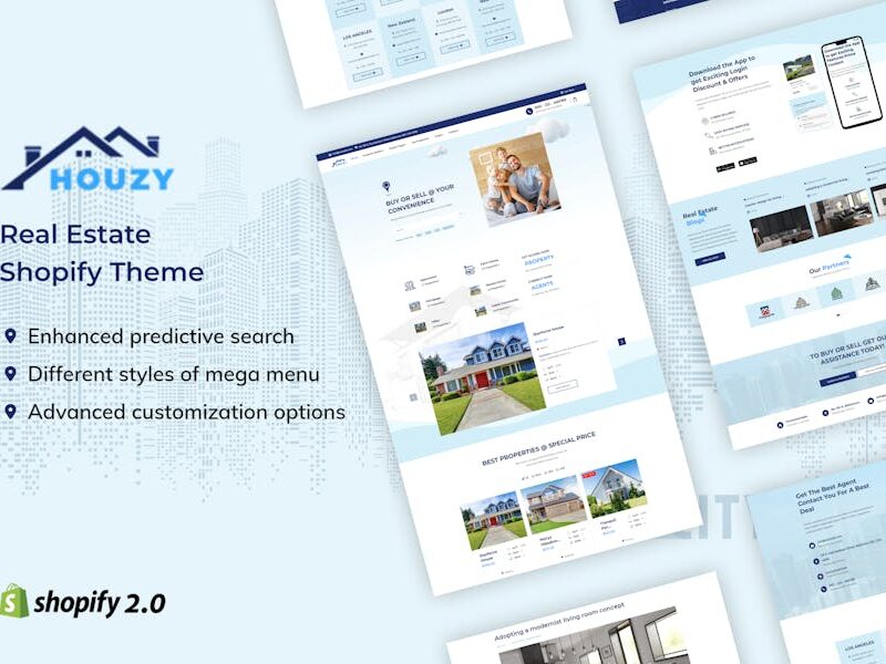 Houzy - Directory Listing, Property shopify Theme.