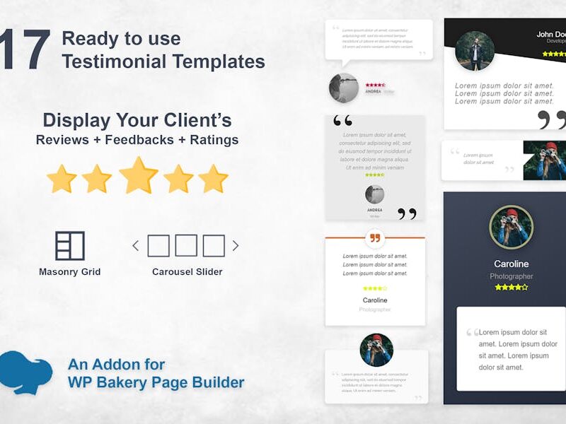Testimonials Slider and Grid - WPBakery Addon