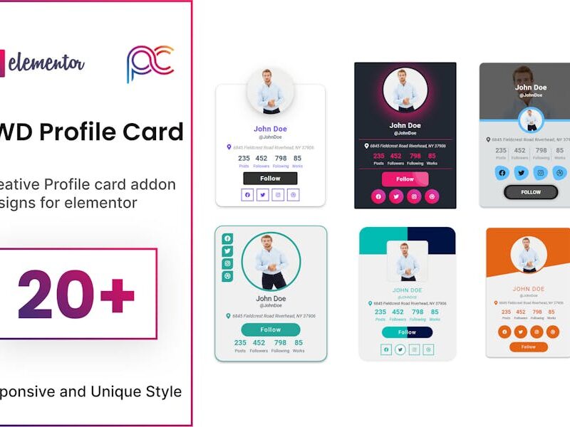Profile Card addon for elementor