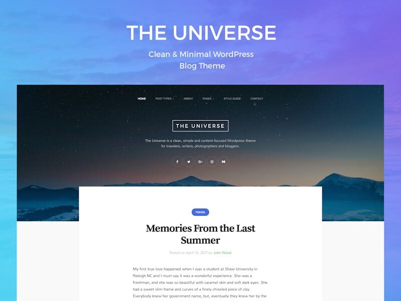 Universe - Clean & Minimal WordPress Blog Theme