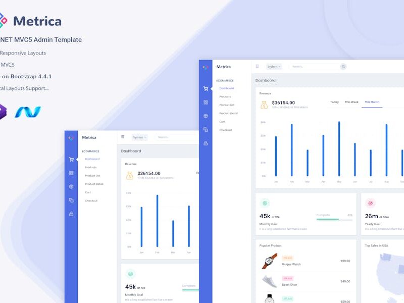 Metrica - ASP.NET MVC5 Admin & Dashboard Template