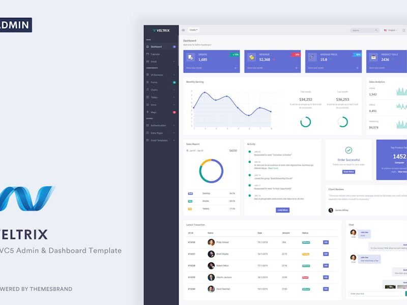 Veltrix - MVC5 Admin & Dashboard Template