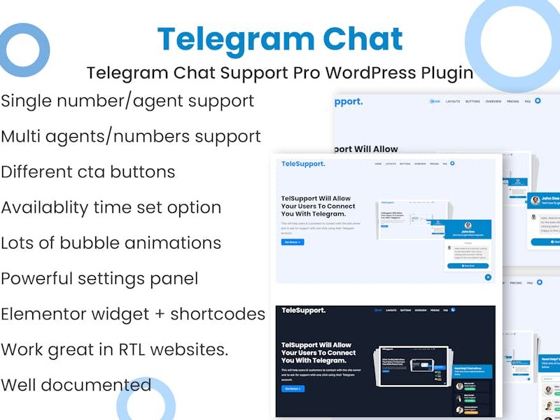 Telegram Chat Support Pro WordPress Plugin