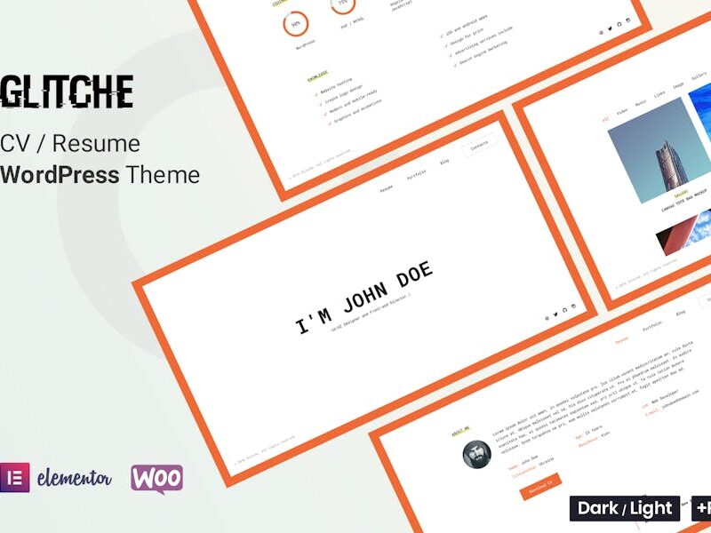 Glitche - CV Resume WordPress Theme