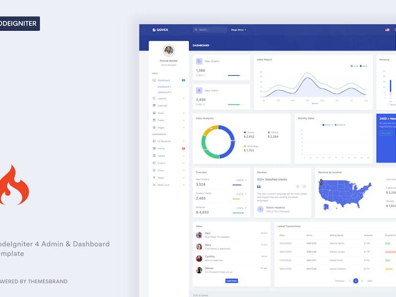 Qovex - CodeIgniter 4 Admin & Dashboard Template