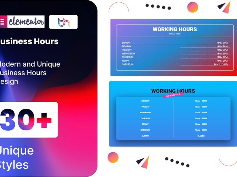 BWD Business Hours addon for elementor