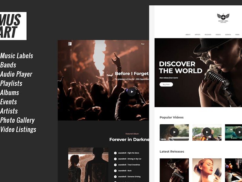 Musart - Music Label and Artists WordPress Theme