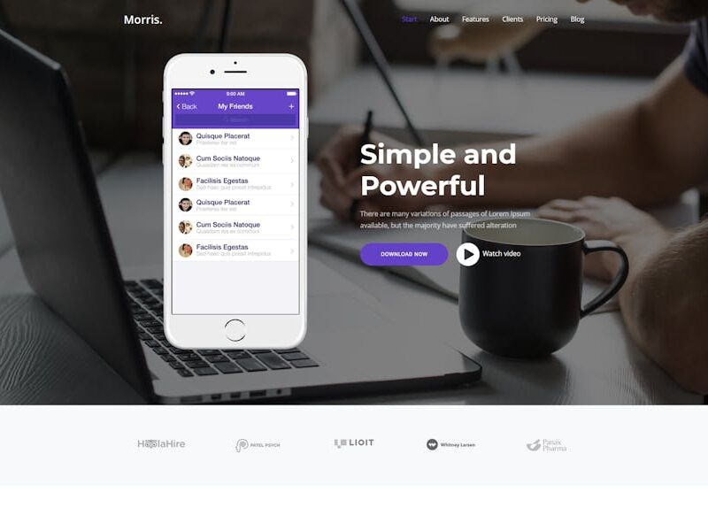 Morris - WordPress App & Product Landing Page