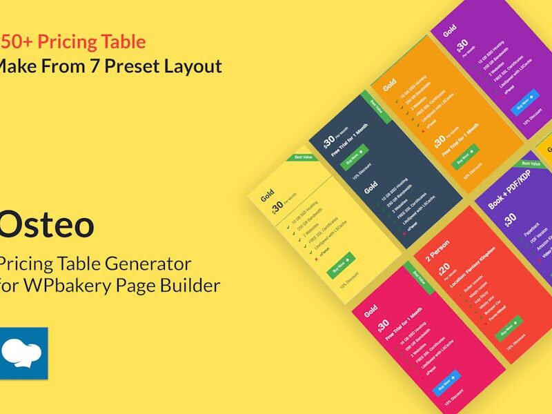 Osteo - Pricing Table for WPbakery Page Builder