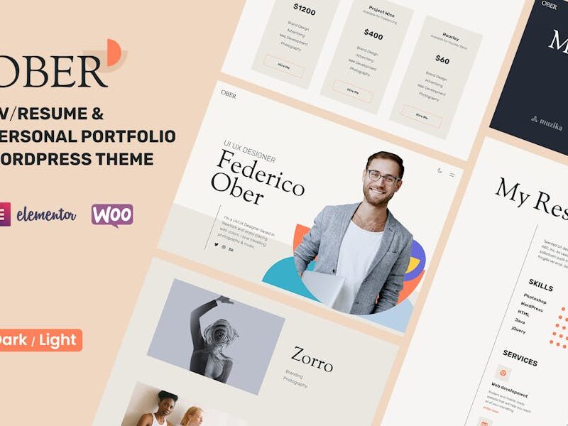 OBER - Personal Portfolio Resume WordPress Theme