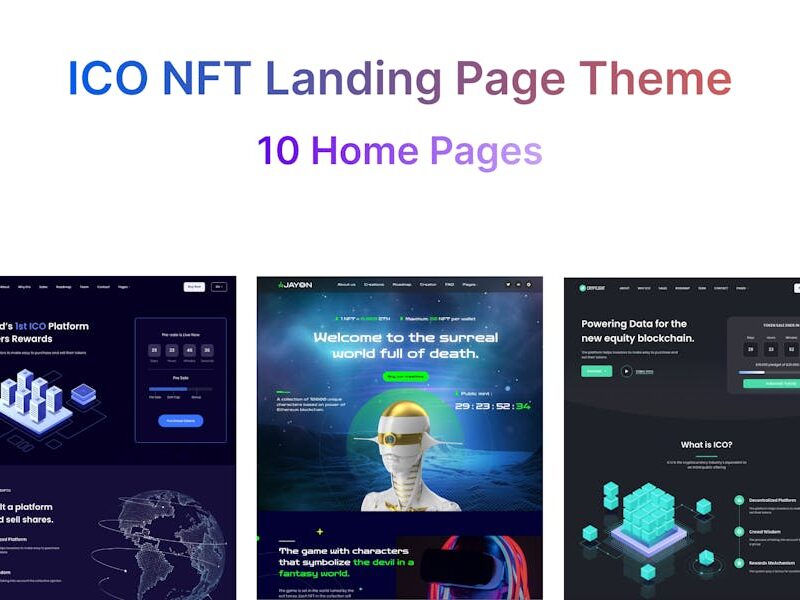 ICO NFT Landing Page WordPress Theme - Cryptlight