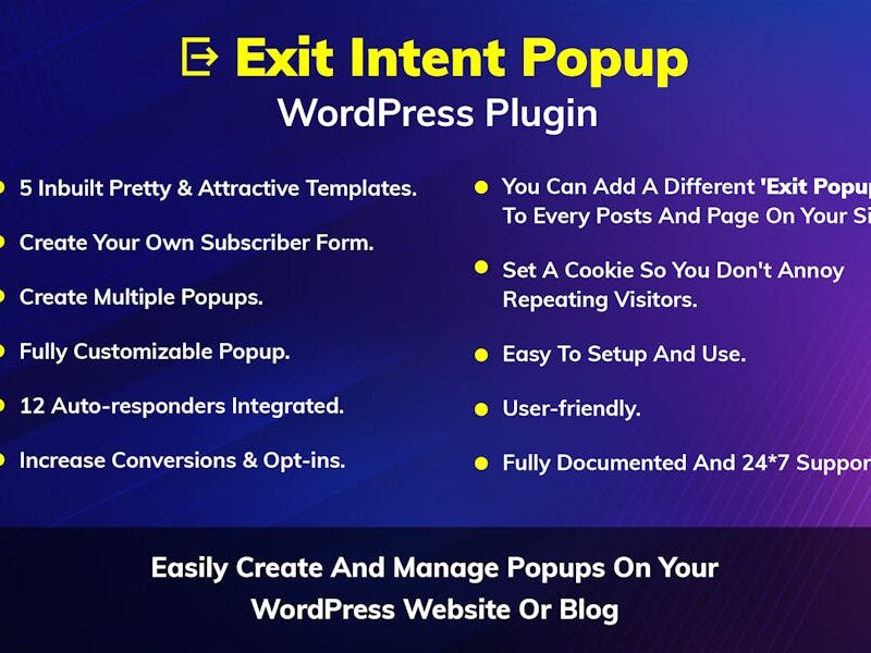 Exit Intent Popup WordPress Plugin