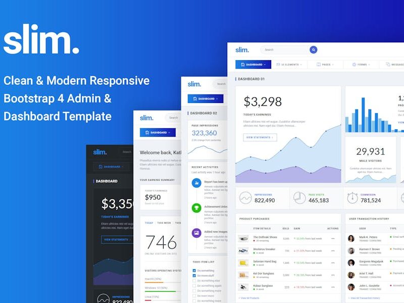 Slim Clean & Modern Bootstrap 4 Admin & Dashboard
