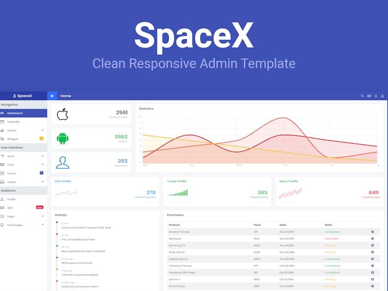 SpaceX - Bootstrap Admin Template