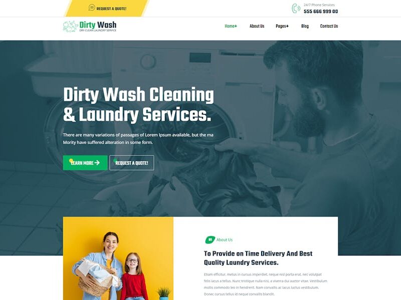 DirtyWash – Laundry Service WordPress Theme