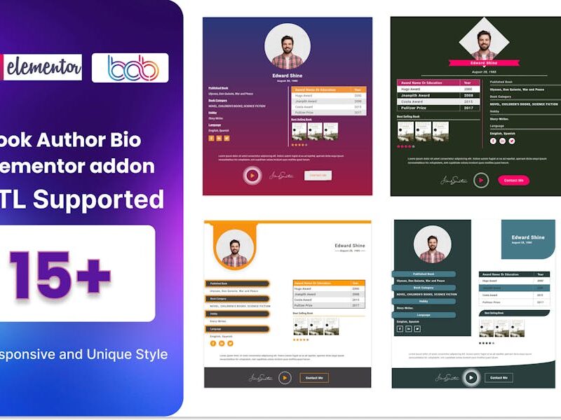 Book Author Bio addon for elementor
