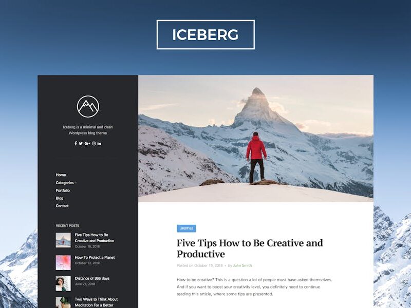 Iceberg - Clean & Modern WordPress Blog Theme