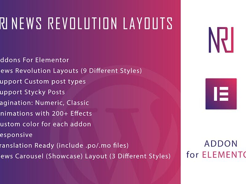 News Revolution Layouts for Elementor Plugin