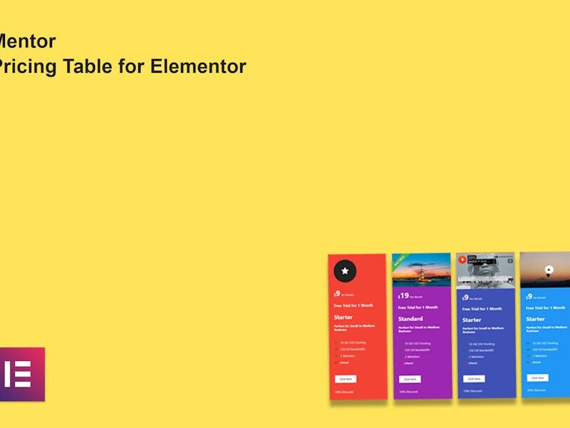 Mentor Pricing Table for Elementor