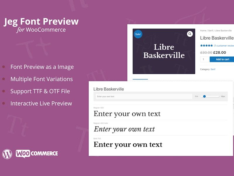 Jeg Font Preview - WooCommerce Extension Plugin