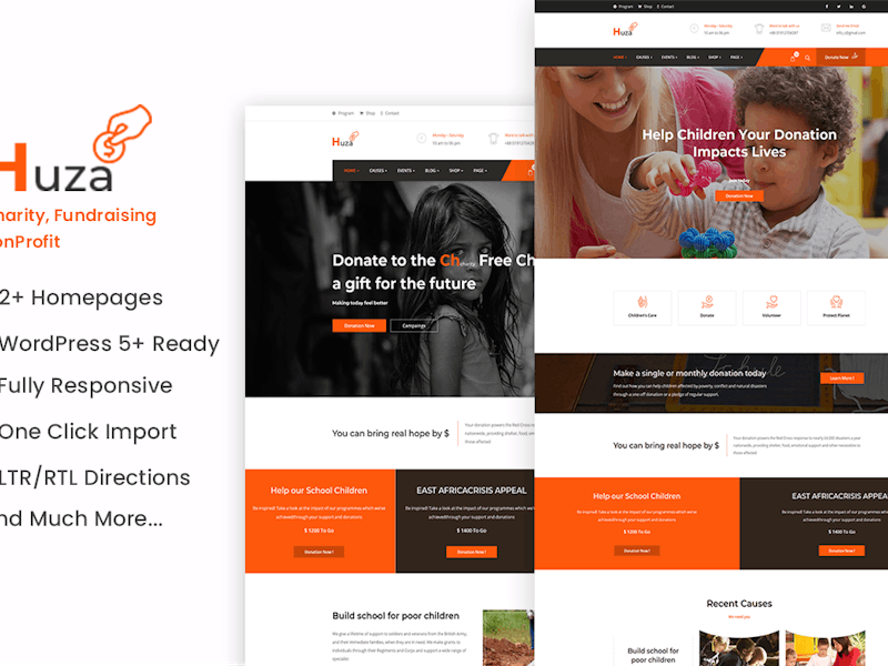 Huza - Charity/Fundraising WordPress Theme